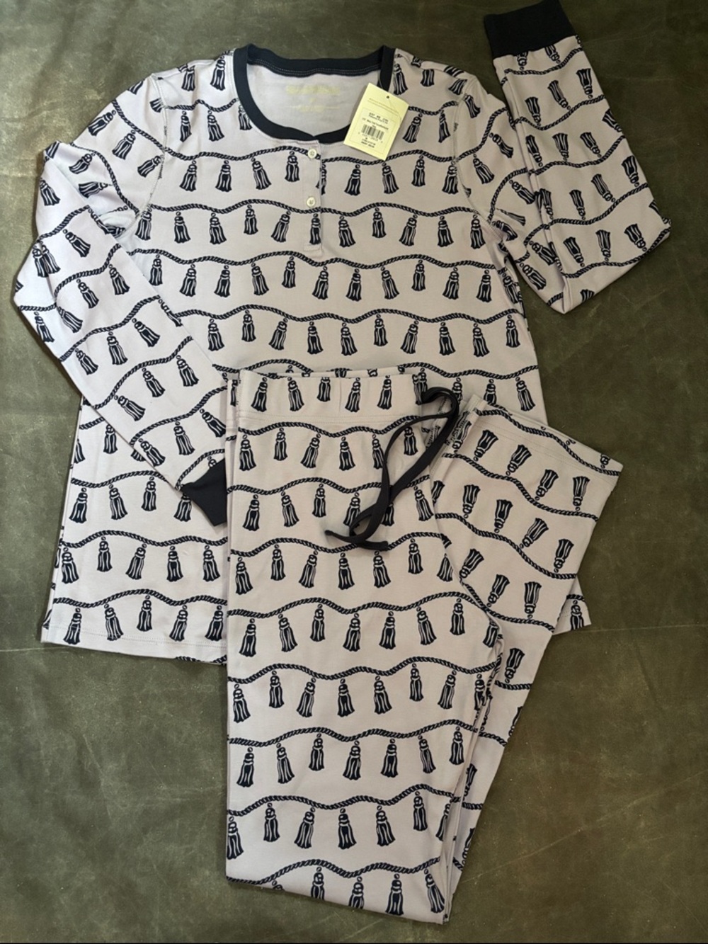 The Beaufort Bonnet Company Pimberton Pinot PJ Set M Navy Tassel Nantucket NWT